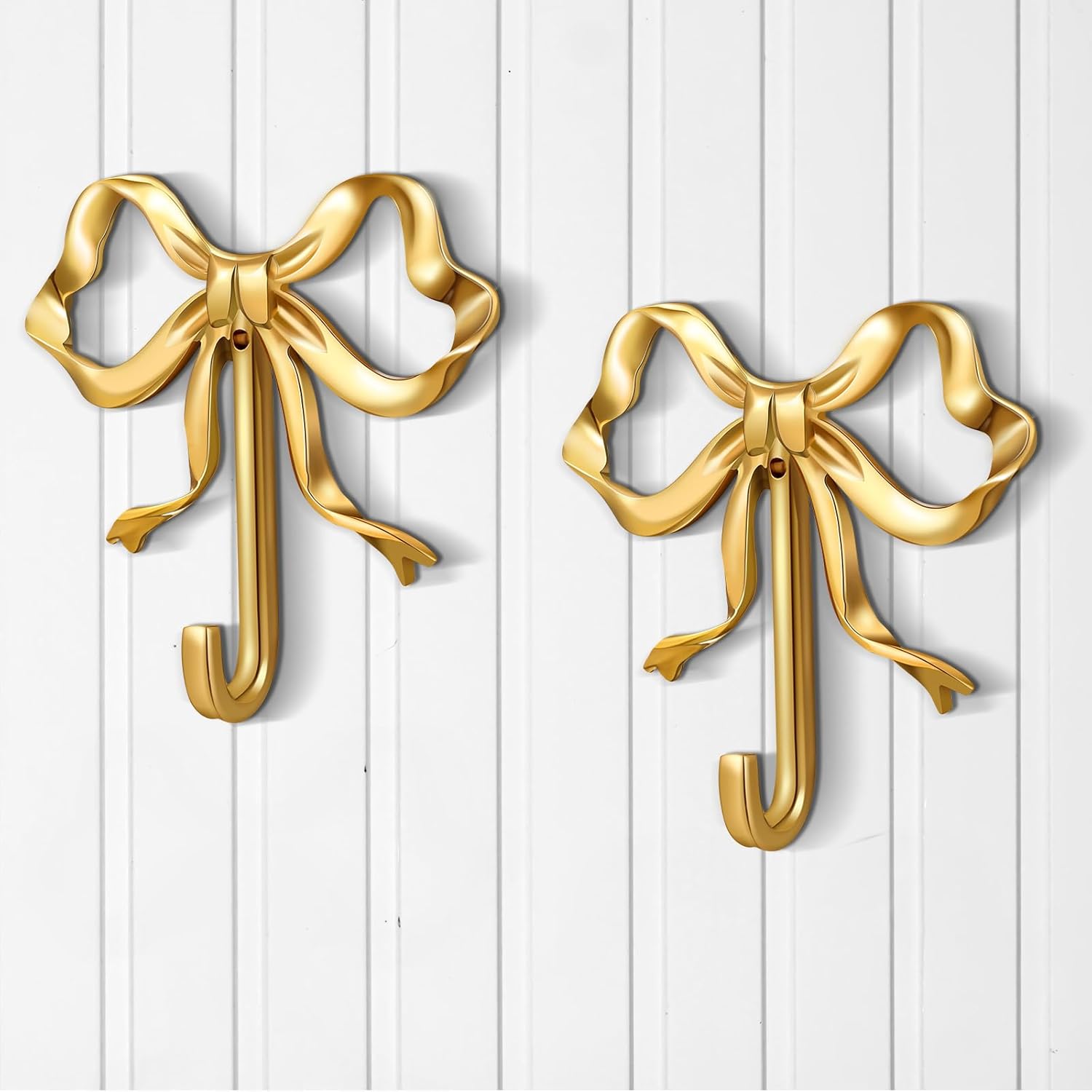 Gold Bow Knot Hooks Set - Stylish Wall Decor