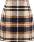 Womens Plaid Skirt High Waisted Mini Wool Pencil Skirt - Fall/Winter
