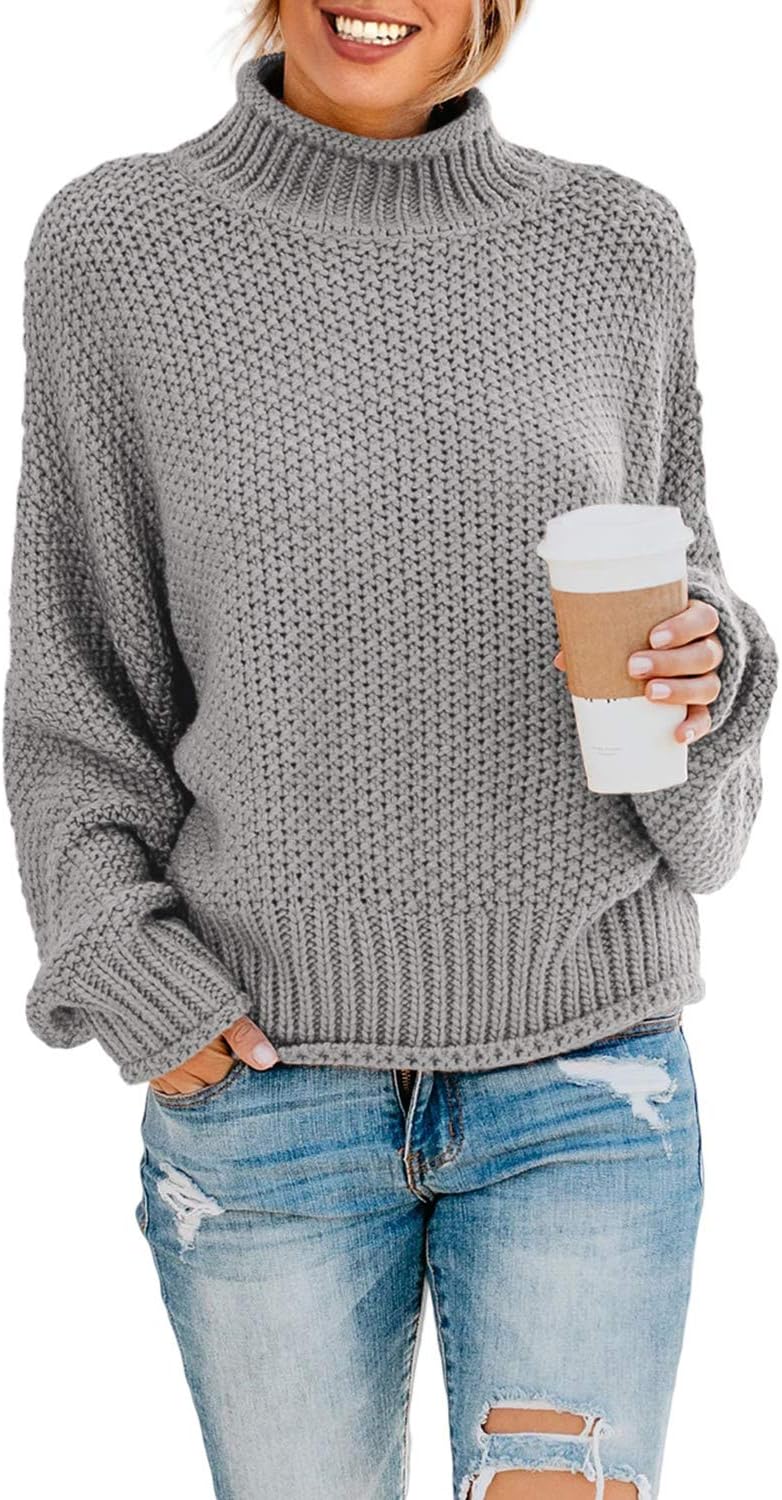 Dokotoo Womens Turtleneck Chunky Cable Knit Sweater Pullover