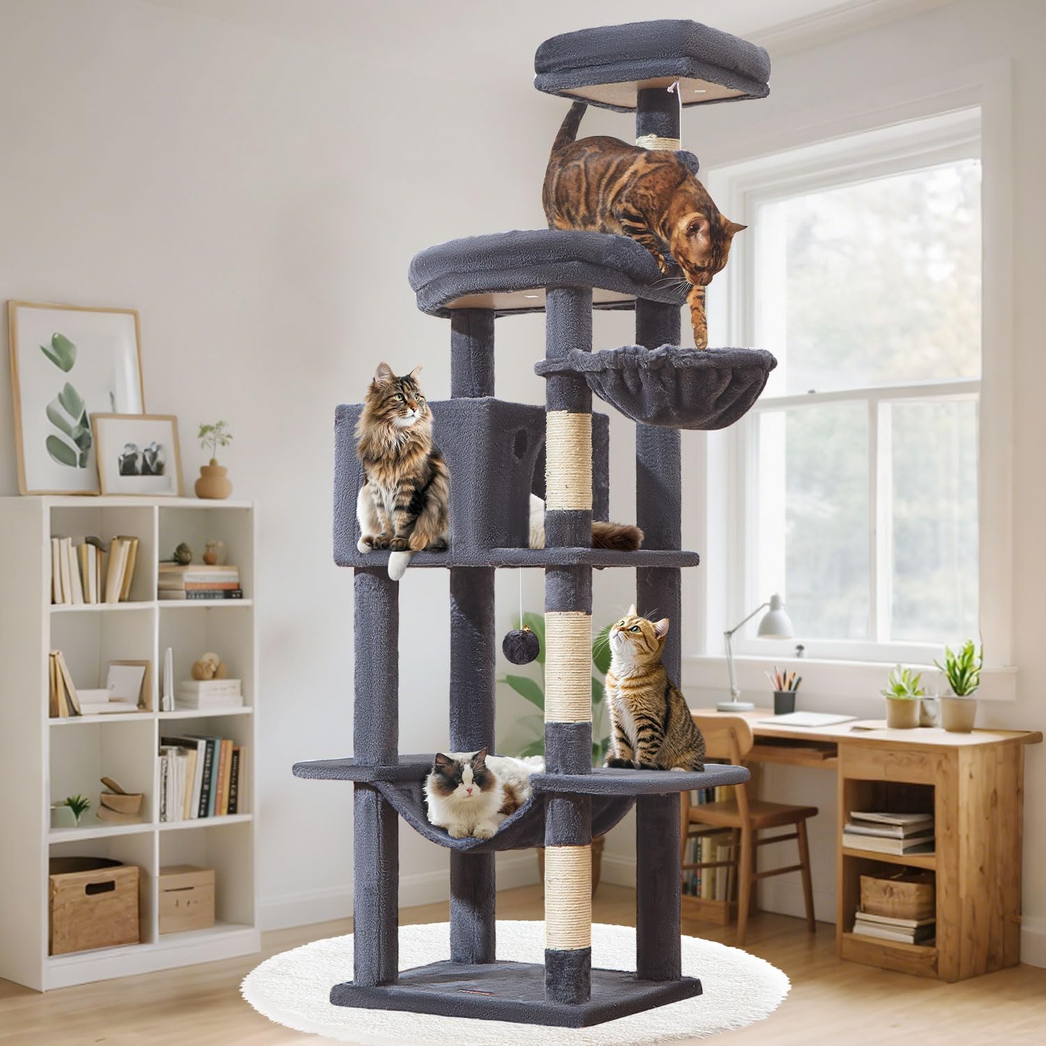 Taoqimiao MS042G Cat Tree: Luxurious 66-inch Cat Tower for Big Cats