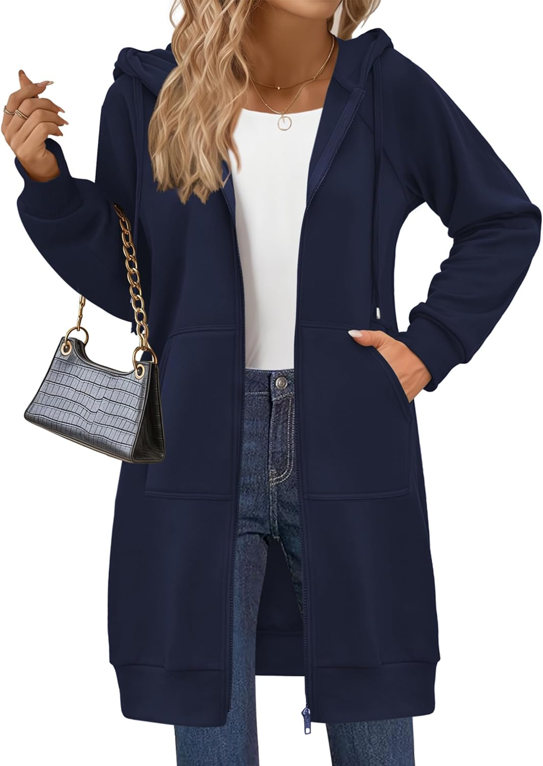 Zeagoo Women's Zip Up Hoodies Long Tunic Sweatshirts for Fall