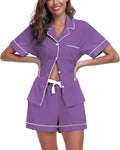 COLORFULLEAF Womens 100% Cotton Pajamas Short Set - Soft Summer