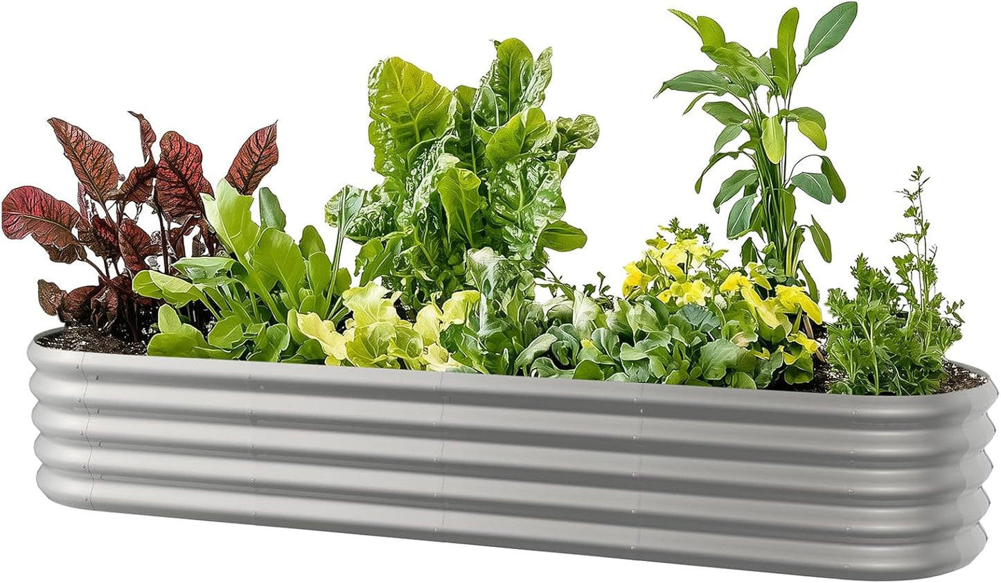 8x2ft Oval Galvanized Raised Garden Bed Kits for Outdoor Use