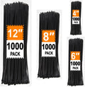Zip Ties Assorted Sizes 4+6+8+12 in, 4000 Pack - UV Resistant Cable