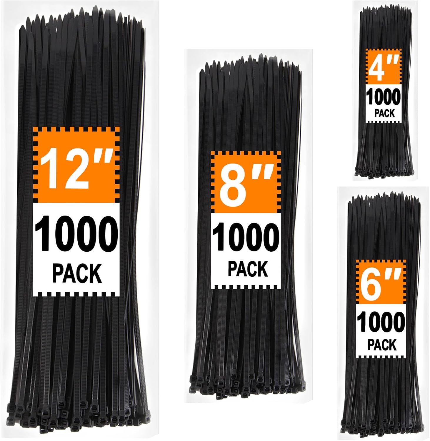 Zip Ties Assorted Sizes for All Your Needs - 4000 Pack