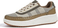 LUCKY STEP Women's Platform Sneakers Rhinestone Chunky Casual TPR