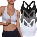 Sykooria Women Sports Bras High Impact Strappy Cross Back Style
