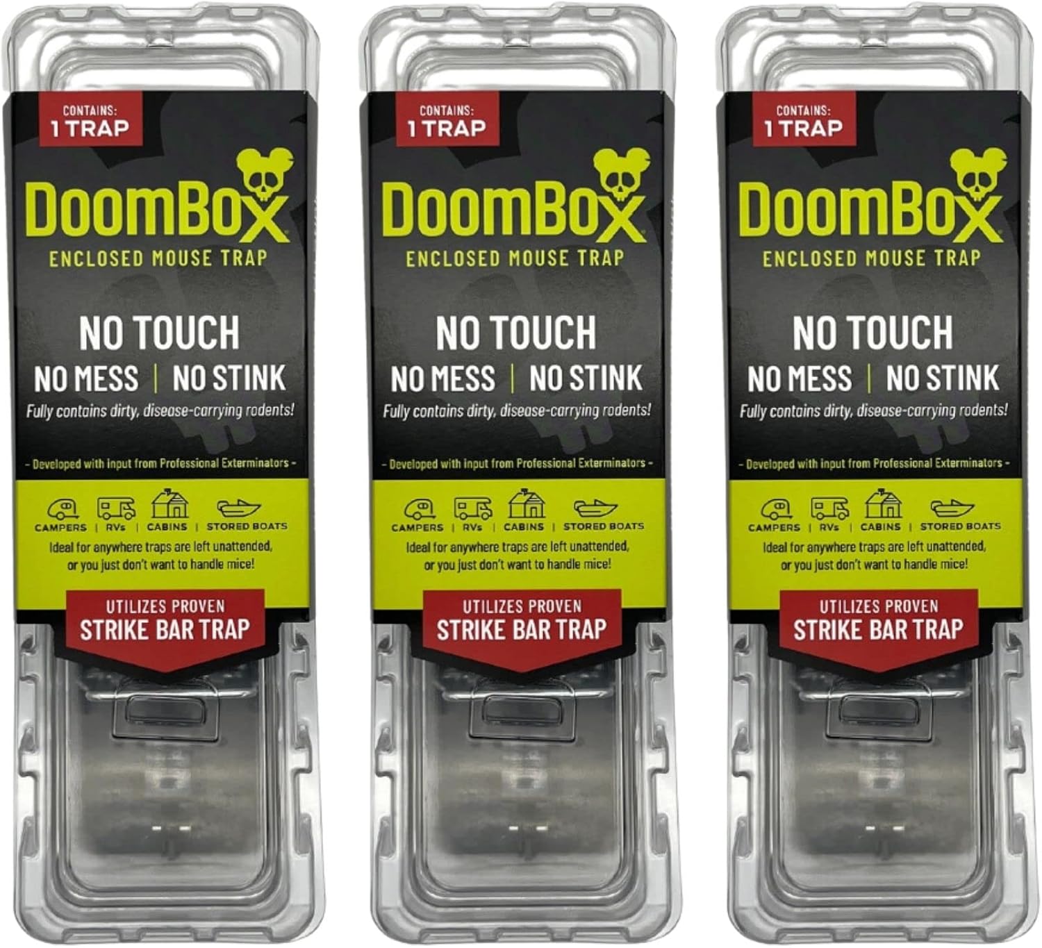 DoomBox Clear Enclosed Mouse Trap with Click-It Closure Technology