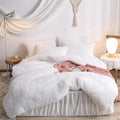 Faux Fur White Comforter Cover Set by HAIHUA for Twin