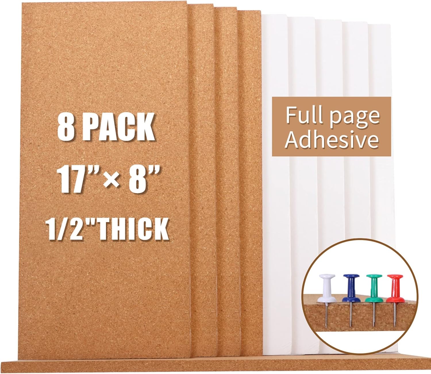 Cork Bulletin Board Tiles 17x8 for Home Office School Decor