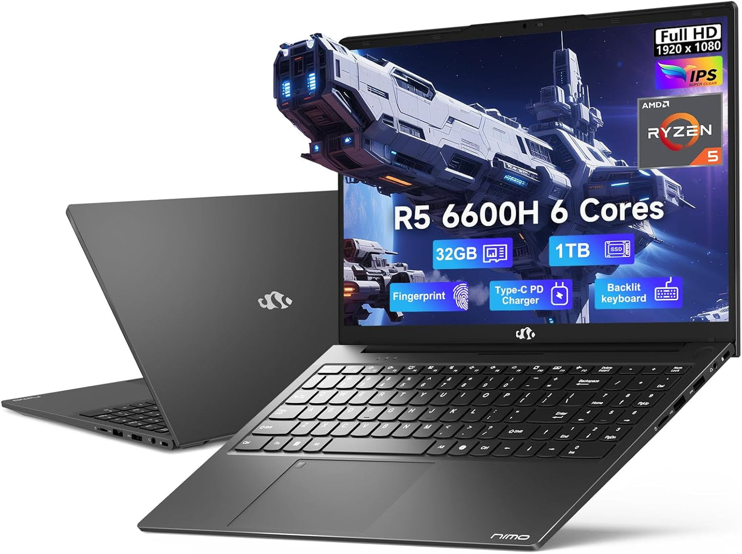 NIMO 15.6 FHD Business Gaming Laptop with Ryzen 5 6600H