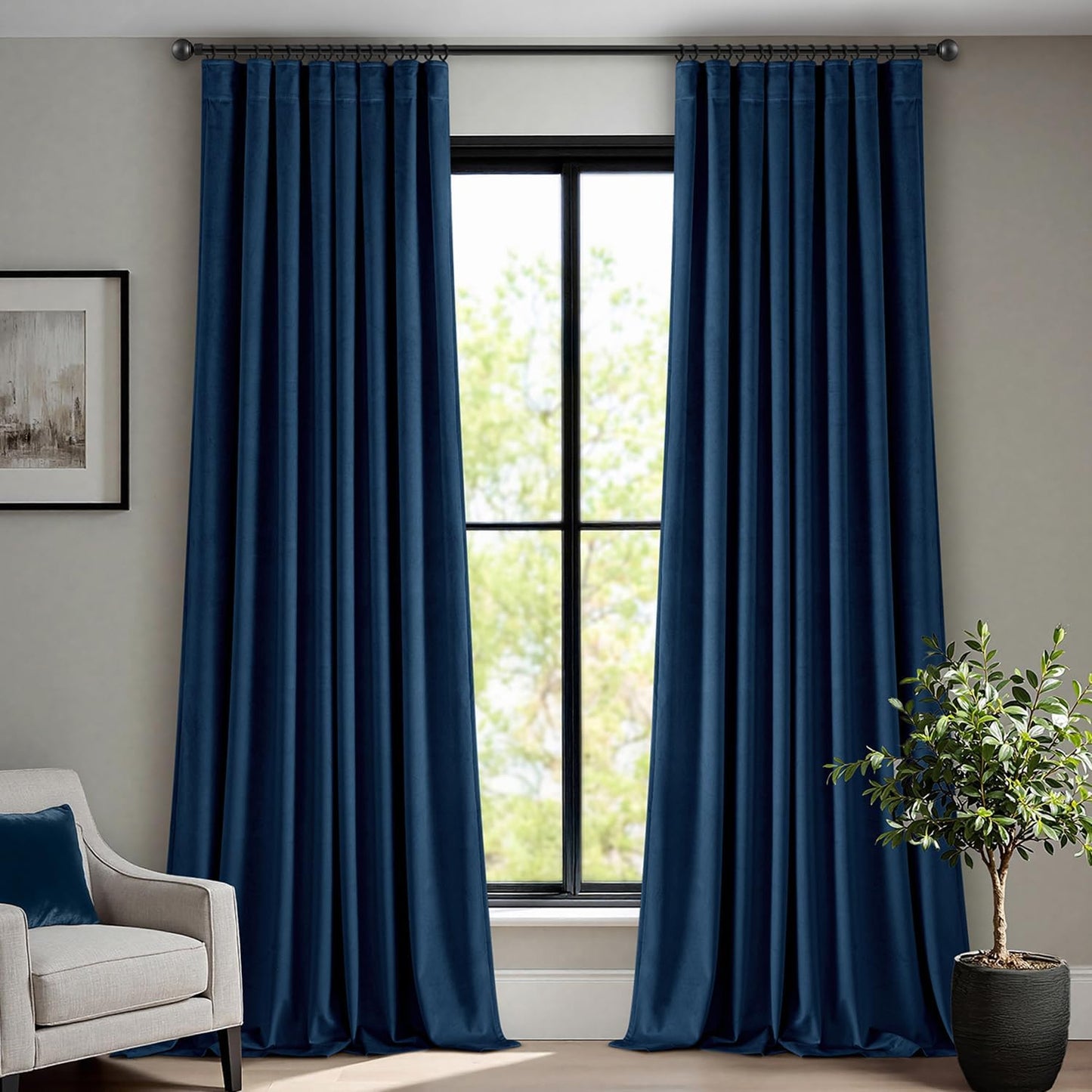 Luxurious Navy Blue Velvet Blackout Curtains for Elegant Rooms