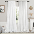 Linen White Curtains 120 in Extra Long Semi Sheer Drapes - Light
