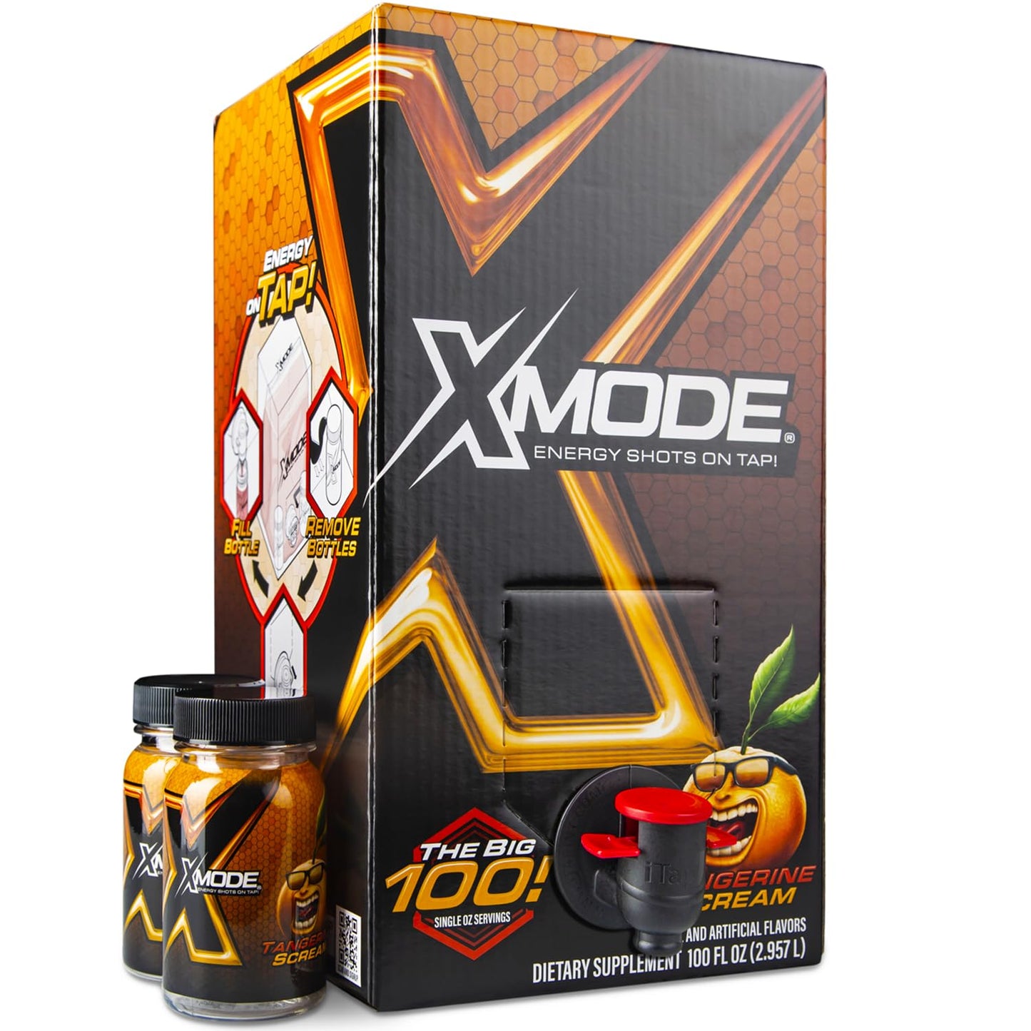 XMODE Extra Strength Energy Shots Dispenser with Refillable Bottles