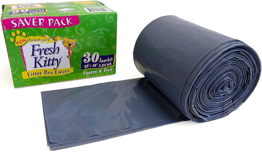 30 Ct Fresh Kitty Liners: Super Thick Jumbo Scented Bags for Easy Pet Cat Clean Up