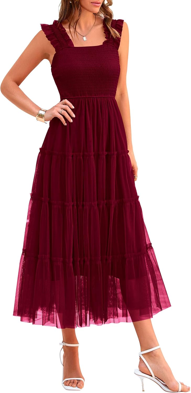 PRETTYGARDEN Women's Summer Tulle Midi Dress for Any Occasion