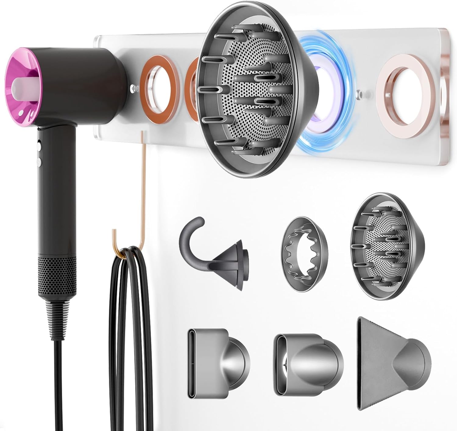 Dyson Supersonic Holder w/ 5 Magnetic Rings - Easy Install