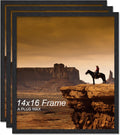 14x16 Picture Frame Set of 3 - Lightweight Black Engineered Wood