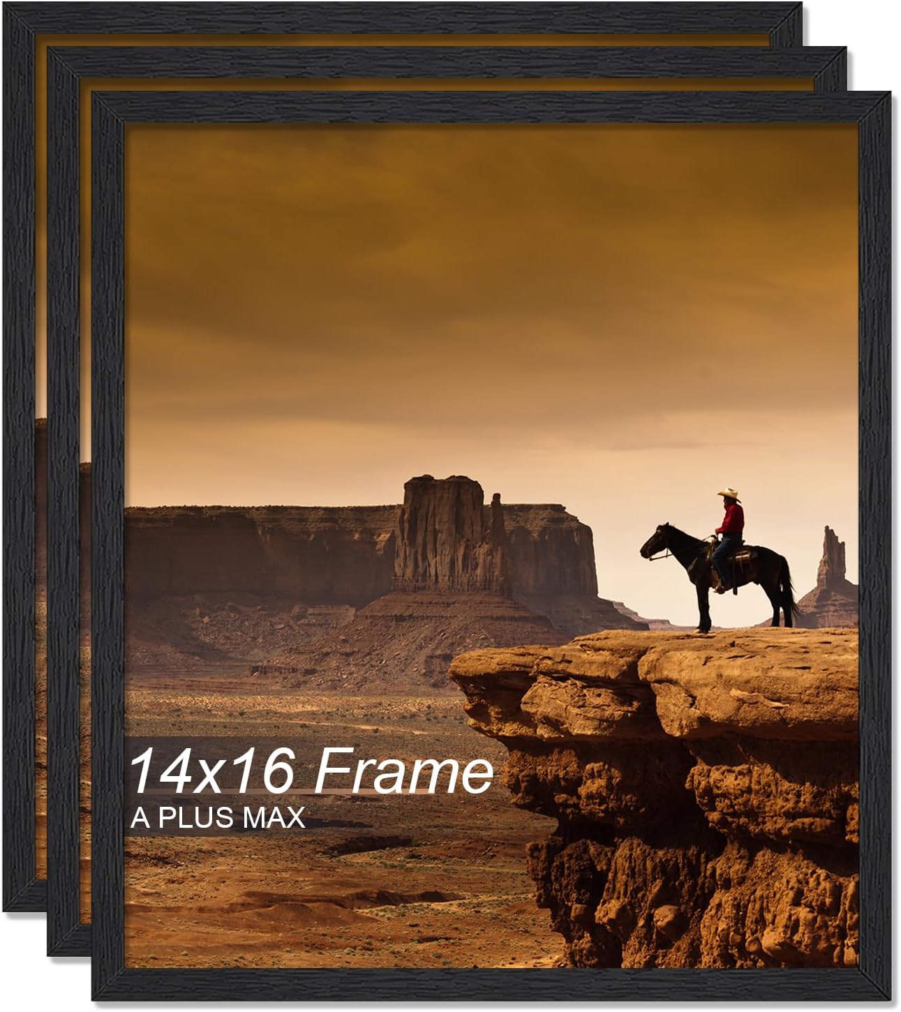 14x16 Picture Frame Set of 3 - Black Engineered Wood Frames