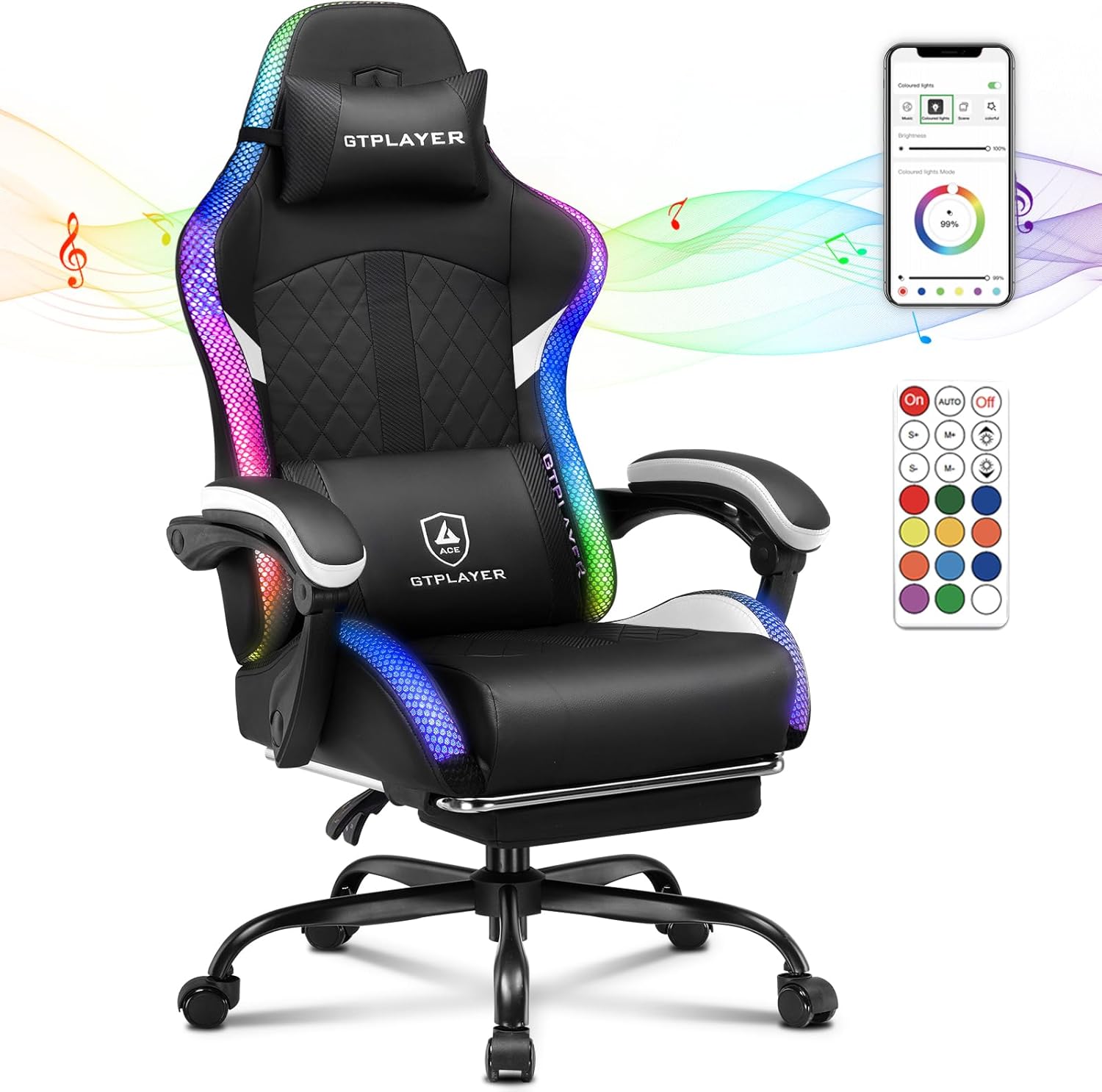 Ultimate Gaming Chair: RGB Lights, Speakers, Footrest