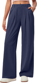 Wide Leg Pants Woman High Waisted Pull On - Waffle Knit Fit