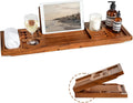 Teak Bathtub Tray Adjustable Width with Wine Holder - Natural