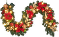 6ft Pre-lit Christmas Garland with Poinsettia and LED Lights