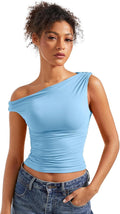 Women Off Shoulder Crop Tank Top - Y2K Sleeveless Going Out SUUKSESS
