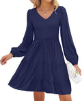 Chic ZESICA Women's Long Sleeve Mini Dress with Ruffle Design