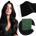 Tape in Hair Extensions Human Hair Jet Black 20Pcs 20in - Invisible