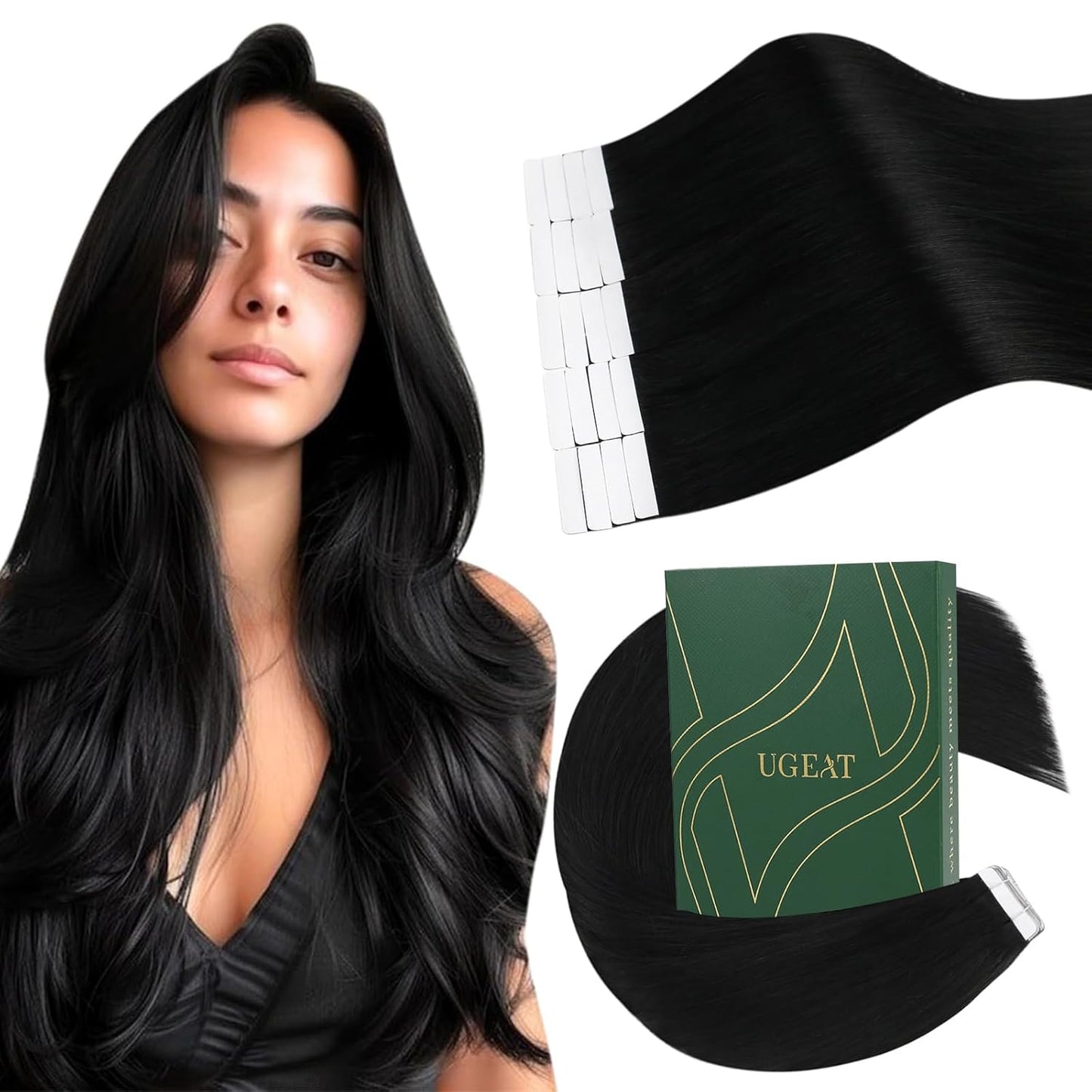 Ugeat Black Tape in Extensions Human Hair for Stunning Styles