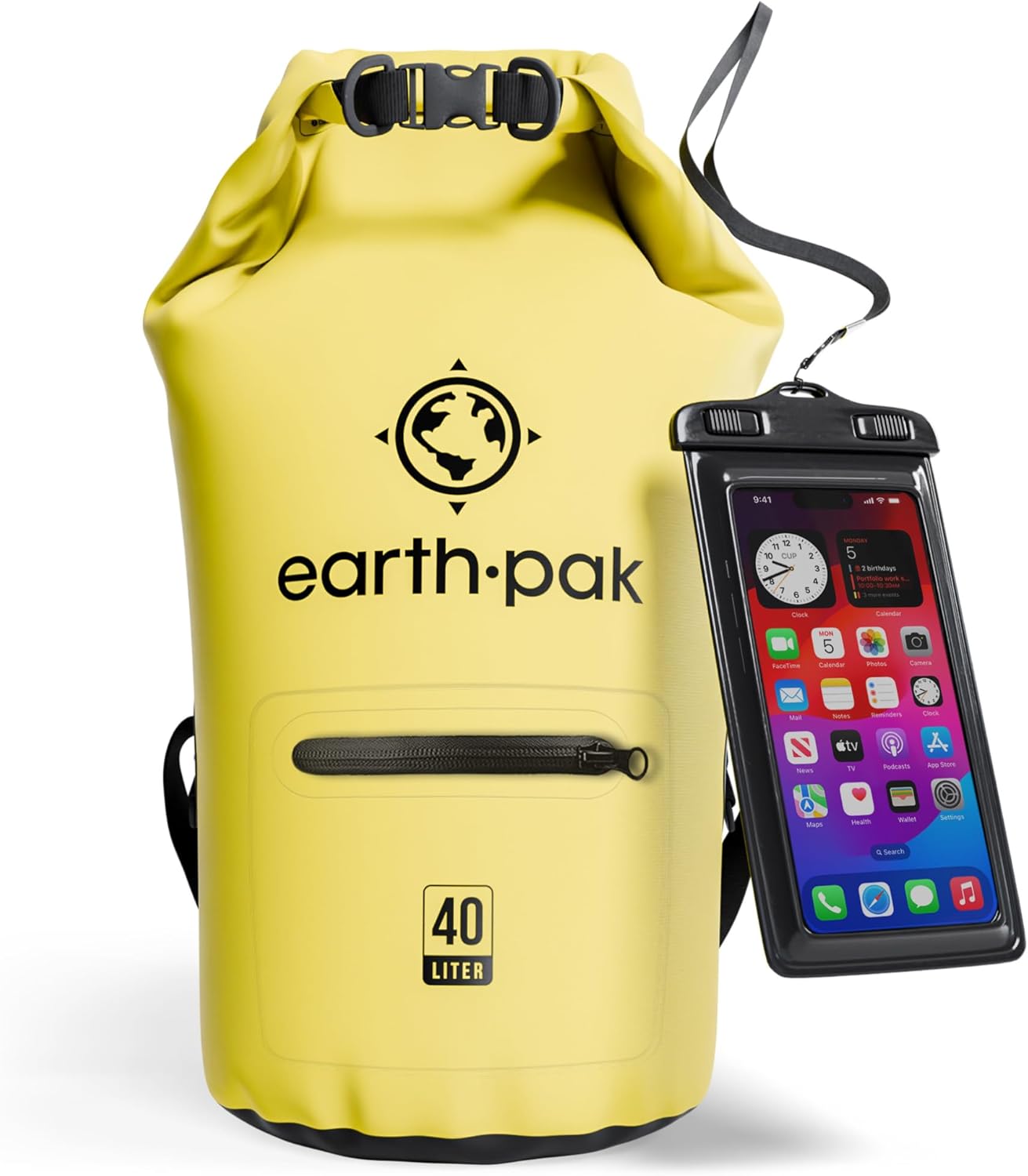 Earth Pak Waterproof Dry Bag with Zippered Pocket for Gear