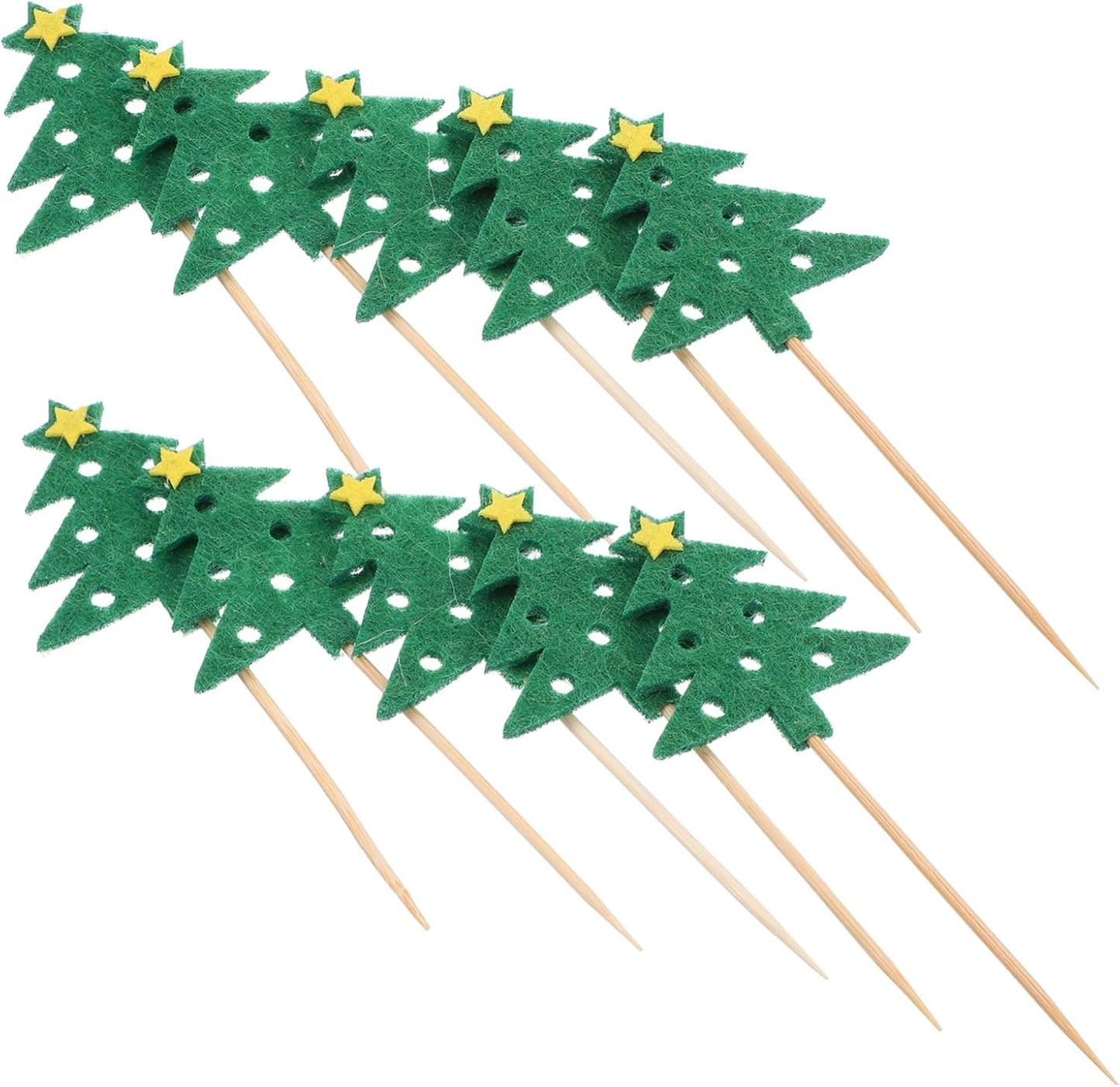 Festive Christmas Tree Cocktail Picks - 10 Pack
