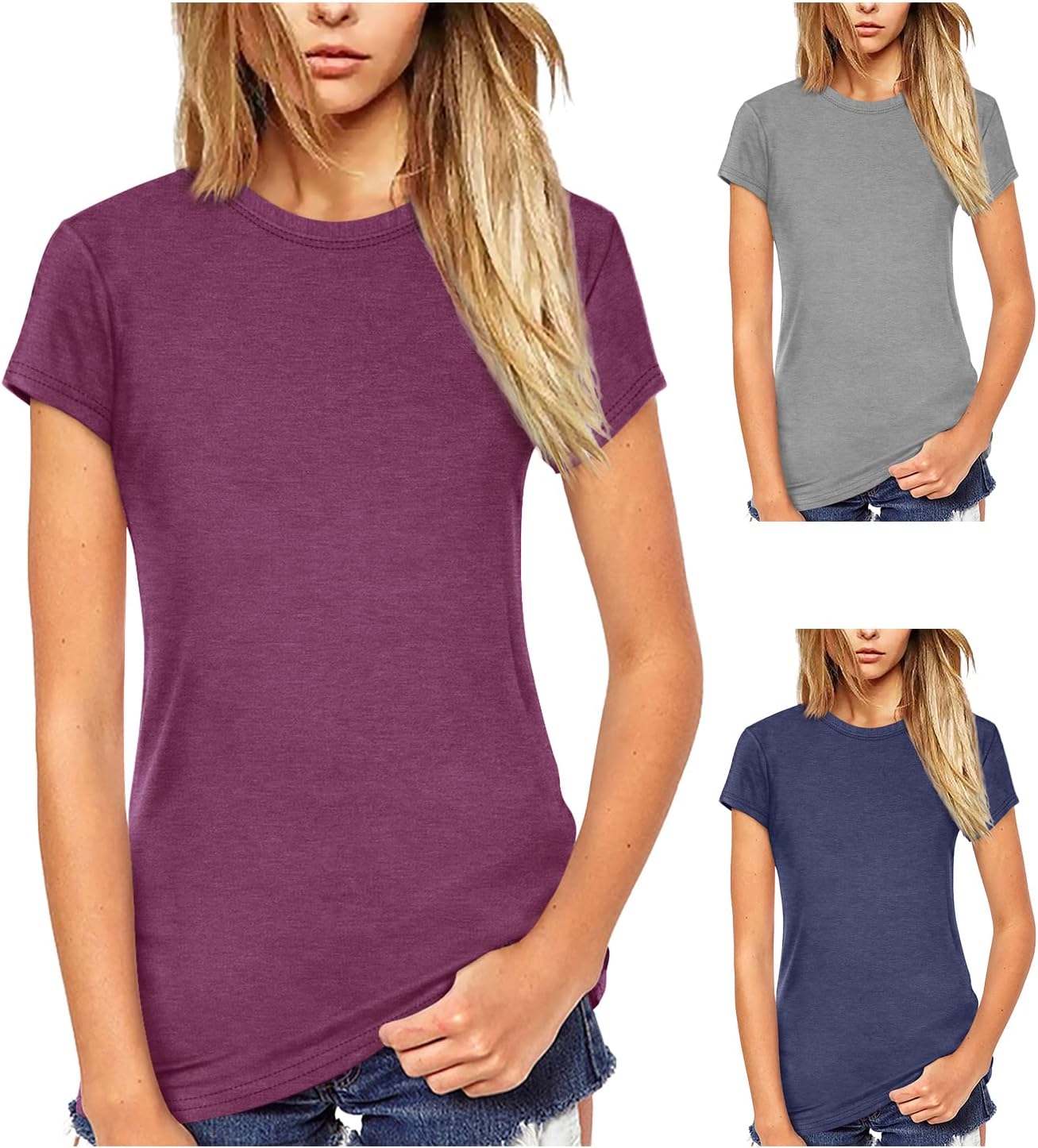 Beluring Women Short Sleeve Crew Neck Summer Soft T-Shirts