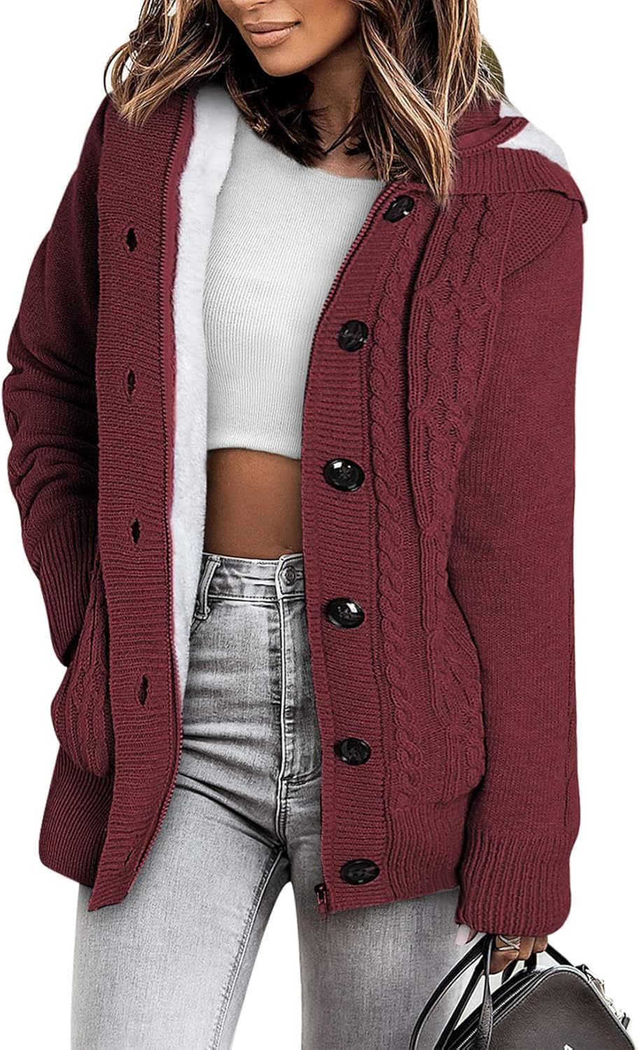 Fleece Lined Hooded Cardigans for Women - Cozy Winter Sweater