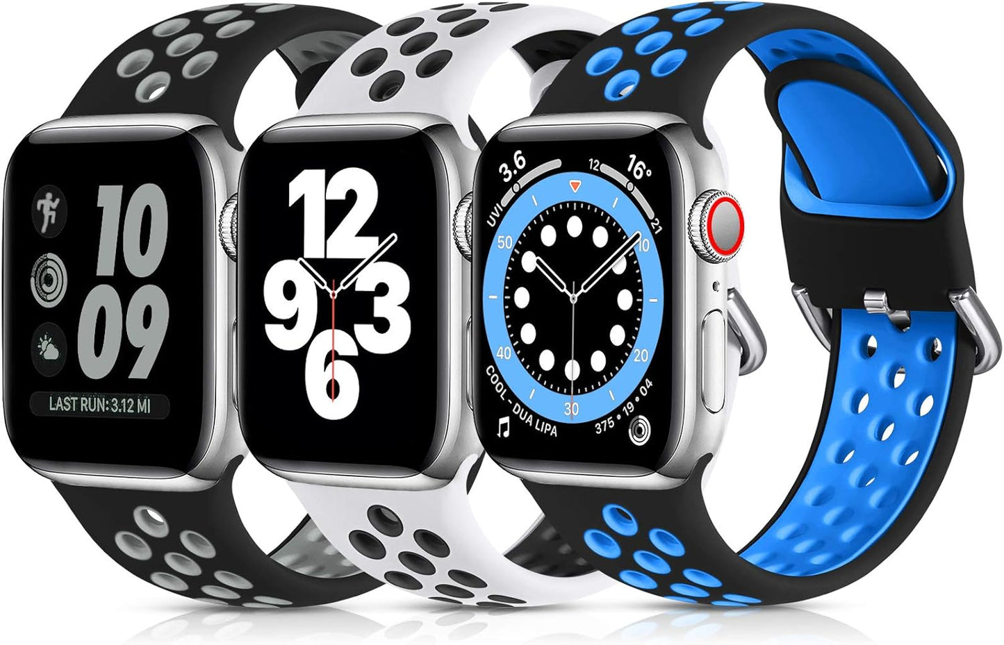 Breathable Silicone Sport Bands for Apple Watch SE 38-49mm