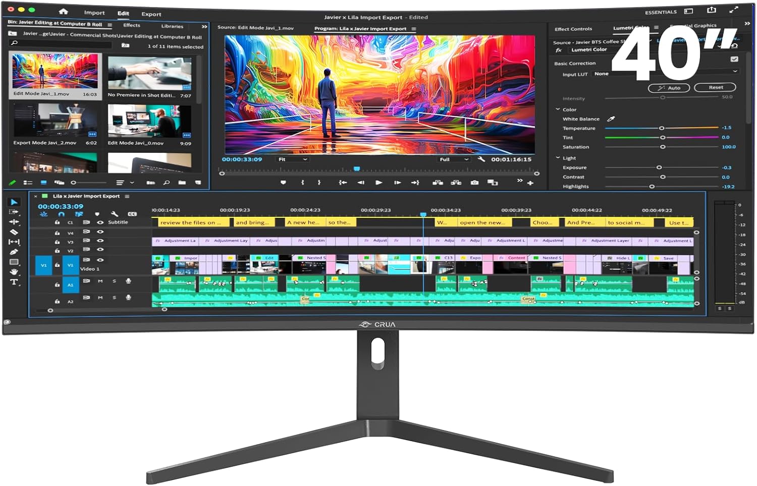 CRUA 40ft' 5K Ultrawide Curved Gaming Monitor for Immersive Play