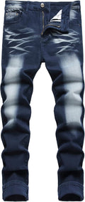 Men's Slim Fit Stretch Ripped Jeans - Comfortable Skinny Straight