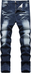 Slim Fit Ripped Stretch Jeans for Men - Comfortable Straight Leg