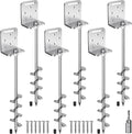 2/4/6 Pack 18ft 24ft Ground Anchors with L Bracket - Heavy Duty Spiral