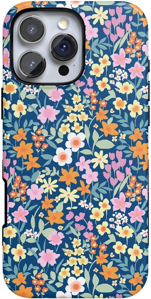 Casely iPhone 16 Pro Case - Full Bloom Navy Floral Design
