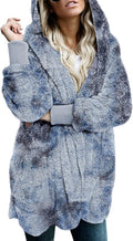 Womens Long Sleeve Fuzzy Fleece Hooded Cardigan - Cozy Layer
