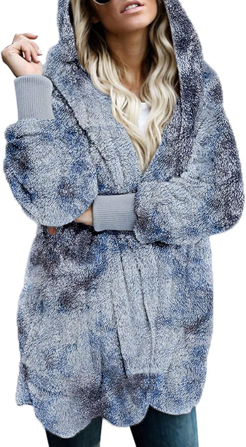 Dokotoo Womens 2024 Winter Long Sleeve Fuzzy Fleece Cardigan