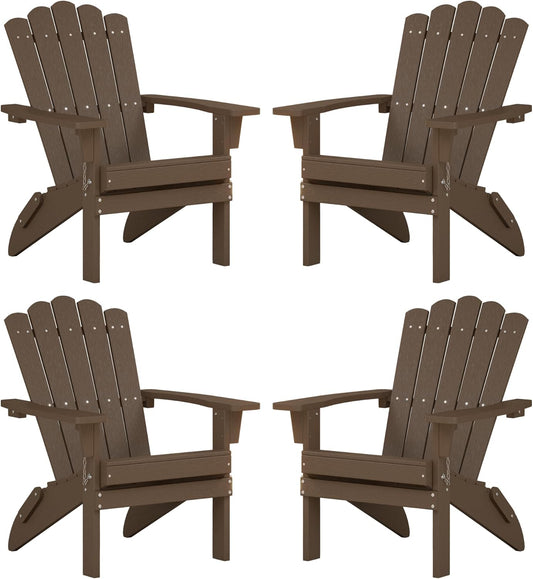 Set of 4 Folding Adirondack Chairs for Outdoor Comfort