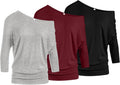 Comfortable Off The Shoulder Dolman Tops for Women - 3 Pack Set