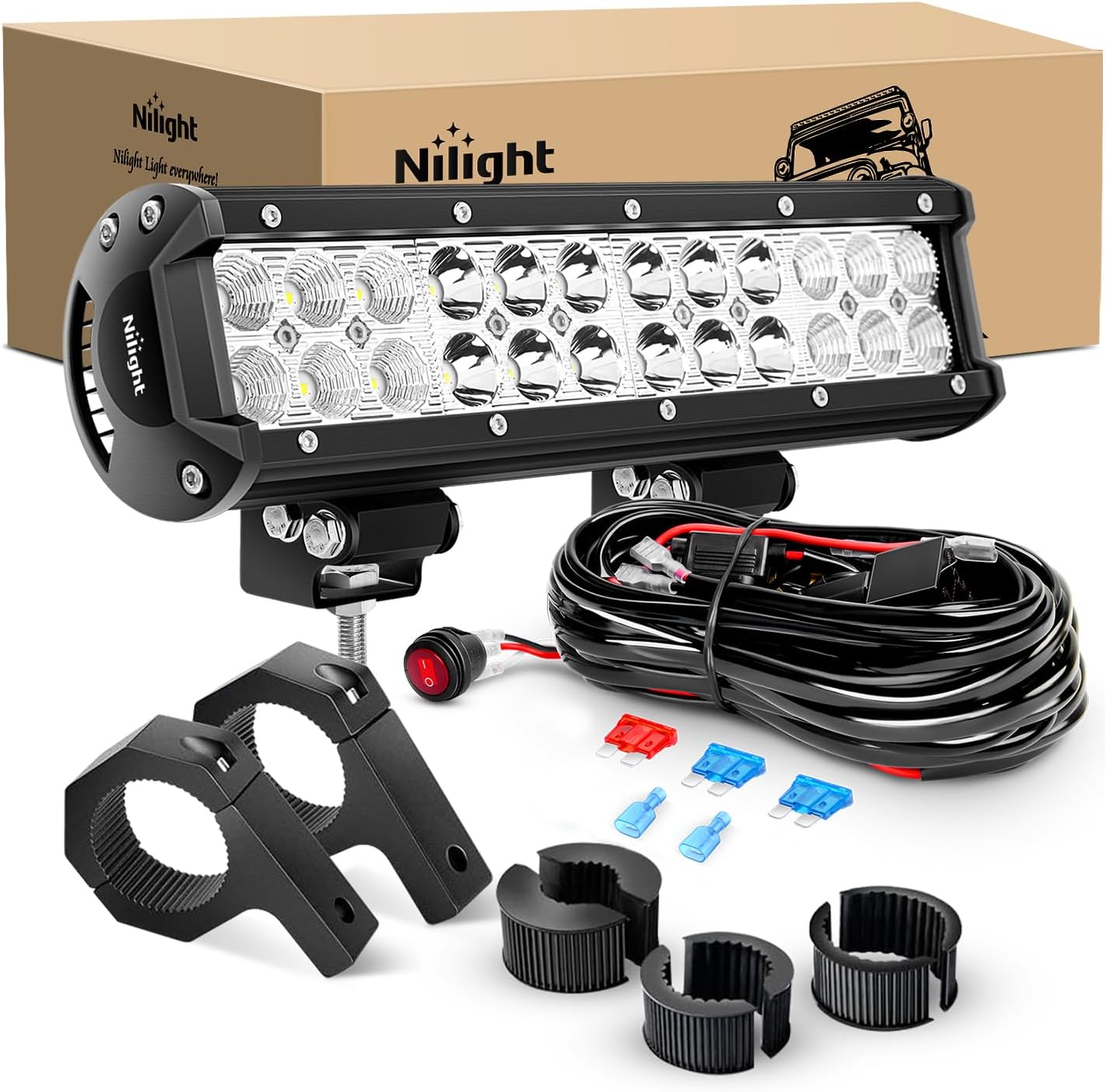 Nilight 12 Inch 72W LED Light Bar for Off-Road Adventures