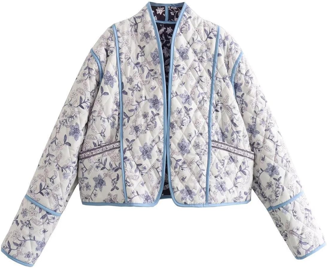 Omoone Women's Cropped Floral Reversible Quilted Jacket Review