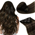 LaaVoo Dark Brown Balayage Clip in Hair Extensions - Natural Volume