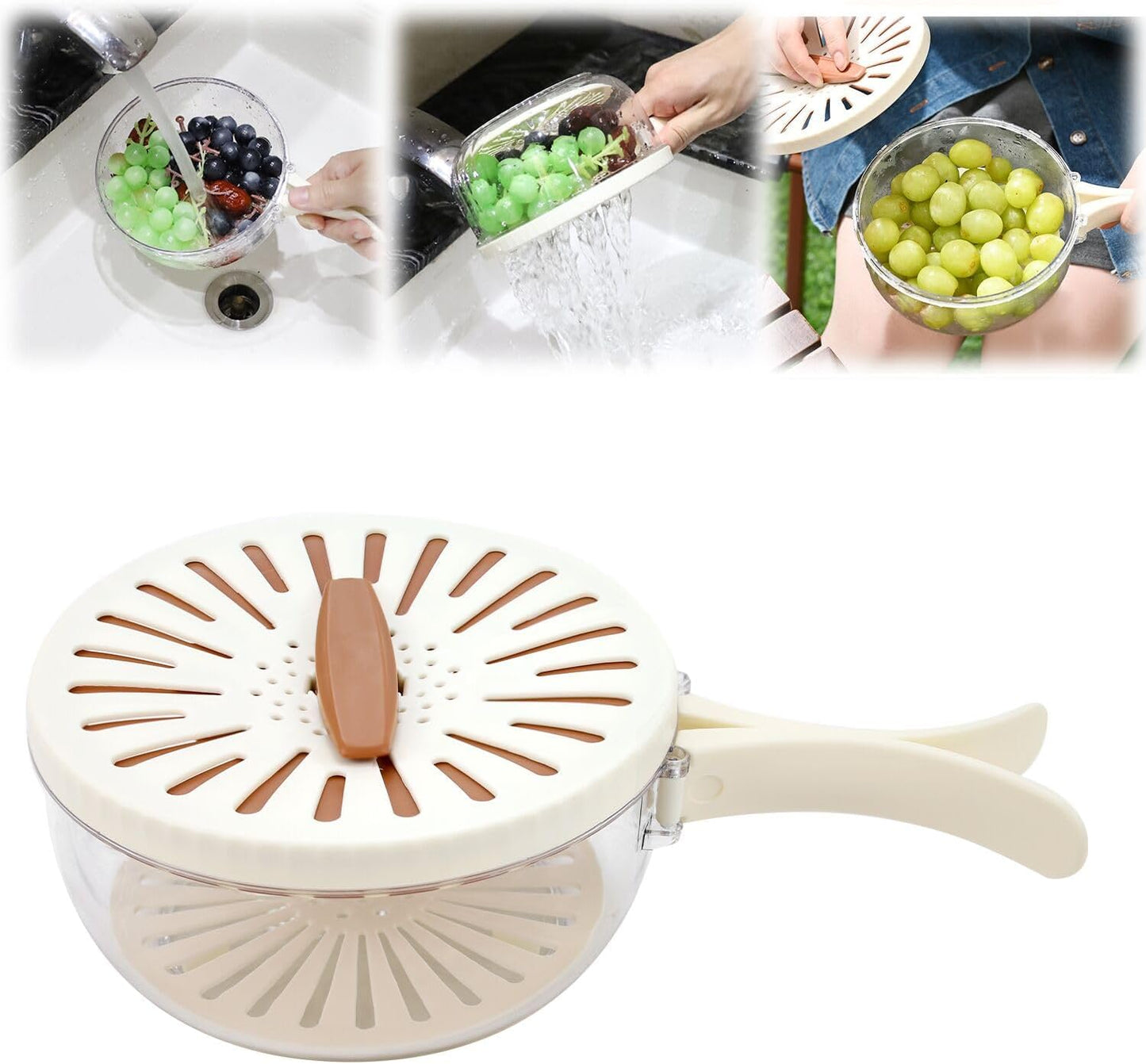 Abnaok Foldable Fruit Washing Bowl - 2-in-1 Drainer & Strainer