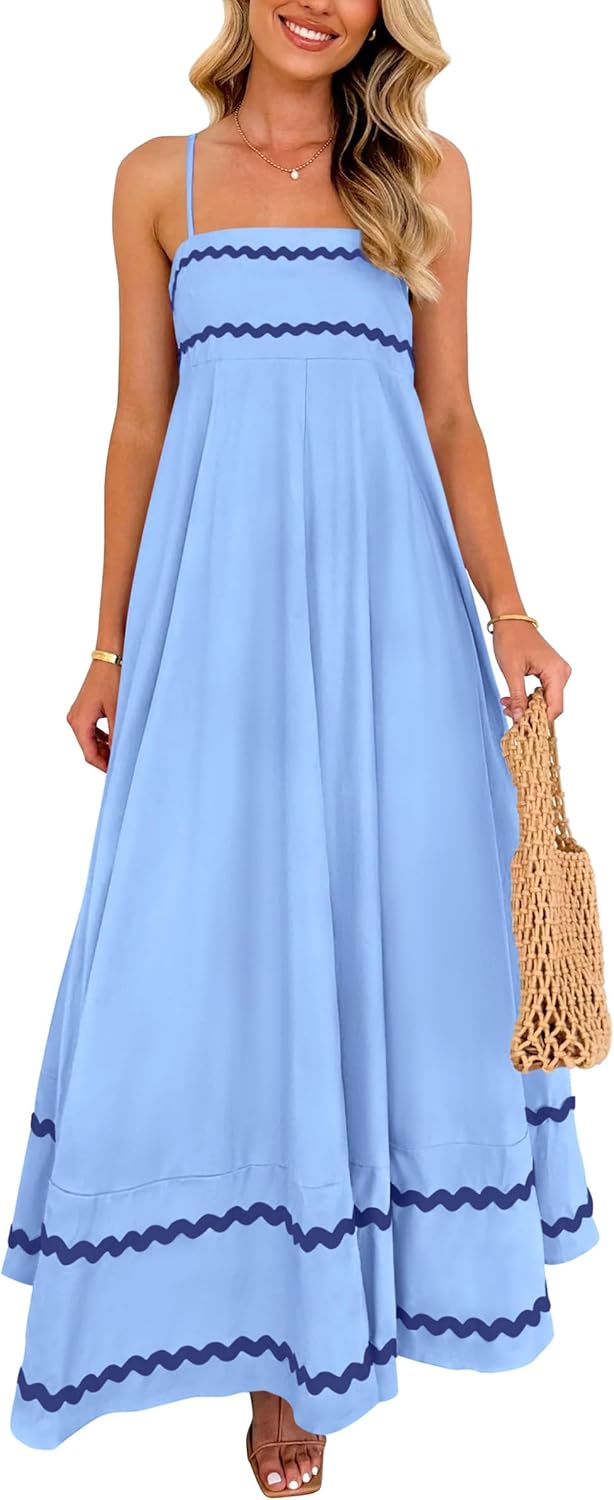 PRETTYGARDEN Women's Summer Flowy Maxi Dress for Beach Fun